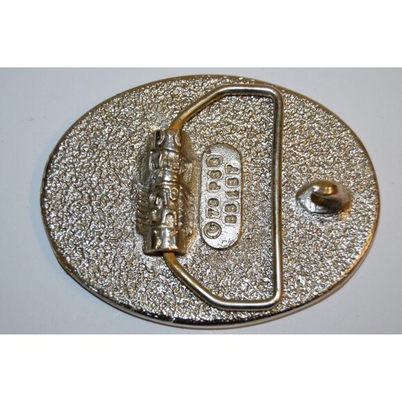 NICE Vintage Beautiful Inlaid Freemasons Compass Blue Solid Belt Buckle Rare - Picture 4 of 7